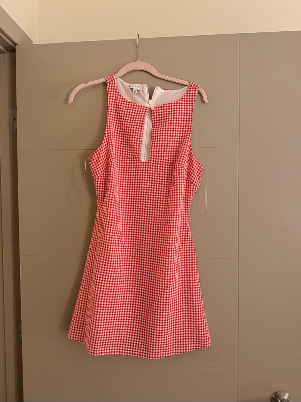 La Hearts Red Gingham Sleeveless Mini Dress